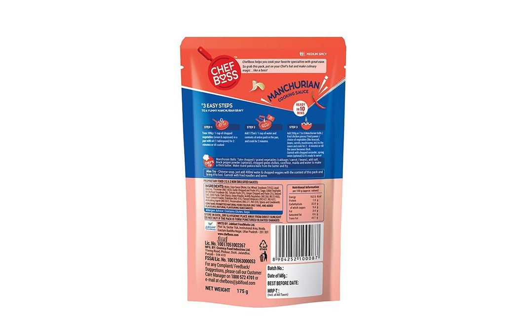Chef Boss Manchurian Cooking Sauce    Pack  175 grams